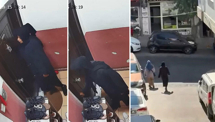 Kağıthanede önce kapıyı dinledi sonra kartla açmaya çalıştı... Ses duyunca kaçtı