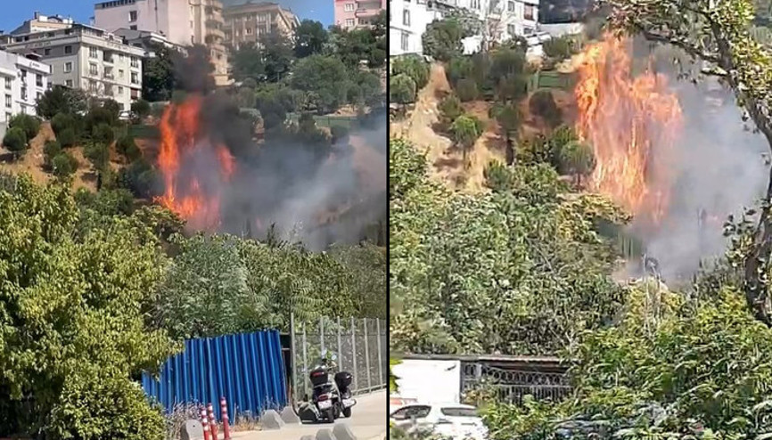 İstanbulda korkutan yangın Polis hortumla, vatandaş damacanayla su döktü... İşte o anlar