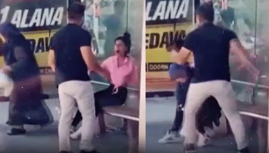 Komşusunun kızını otobüs durağında tornavida ile yaraladı; o anlar kamerada