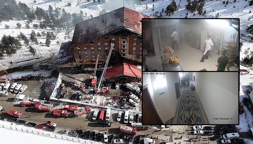 Kartalkaya otel yangınında yeni görüntüler ortaya çıktı Yangın tüpünü kullanmadan kaçmışlar