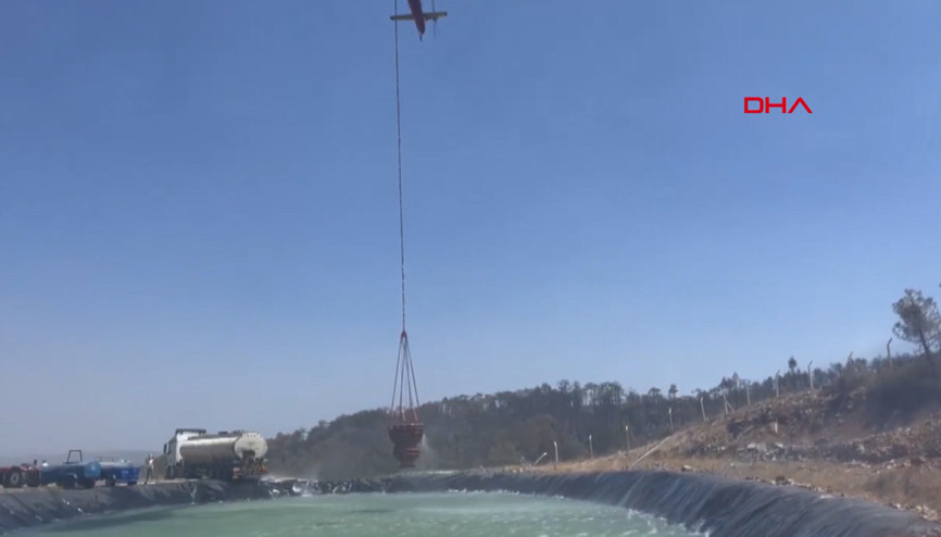 Bursadaki orman yangını 4üncü gününde; helikopterler için gölet oluşturdular