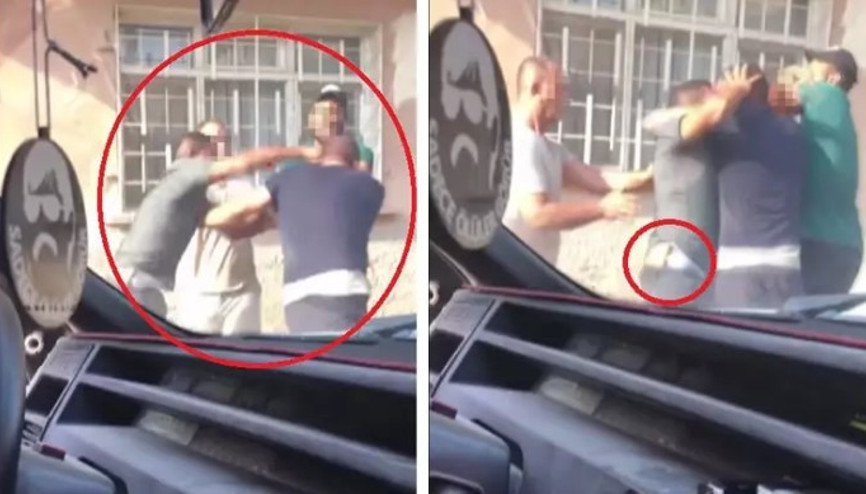 Belindeki bıçakla tekmeli, yumruklu kavgaya girdi O anlar kamerada