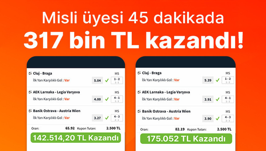 Misli üyesi 45 dakikada 317 bin TL kazandı