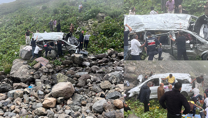 Trabzonda feci kaza Arap turistleri taşıyan minibüs, uçuruma yuvarlandı: 2 ölü, 4 yaralı