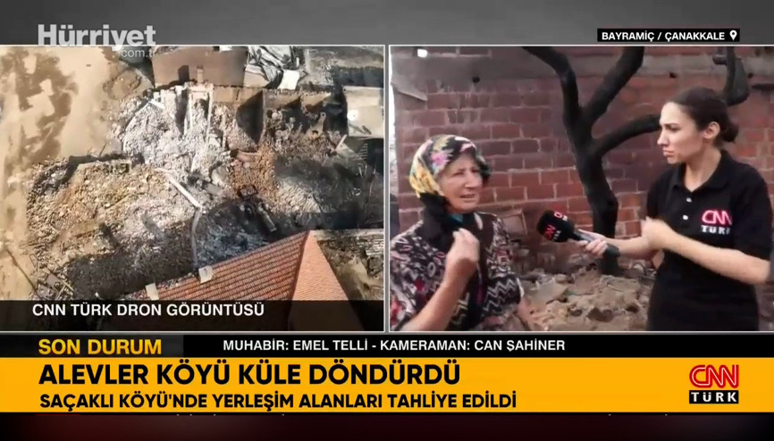 Çanakkaledeki orman yangını, köyü enkaza çevirdi