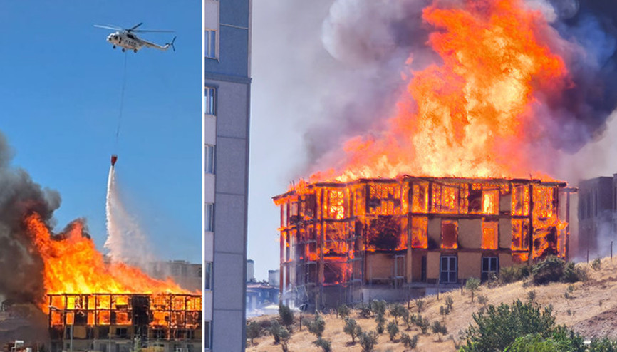 Son dakika... Kahramanmaraşta lojman inşaatında yangın