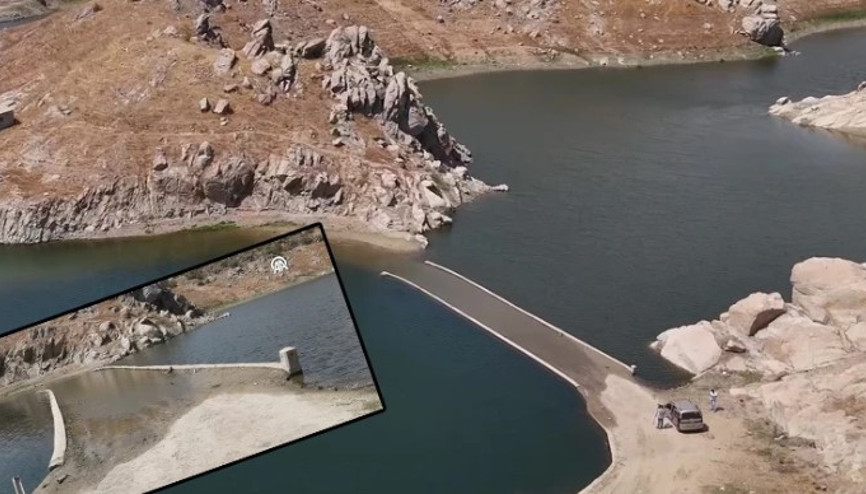 Baraj suyu çekilince 30 yıl önce yapılan Çağlayan Köprüsü ortaya çıktı