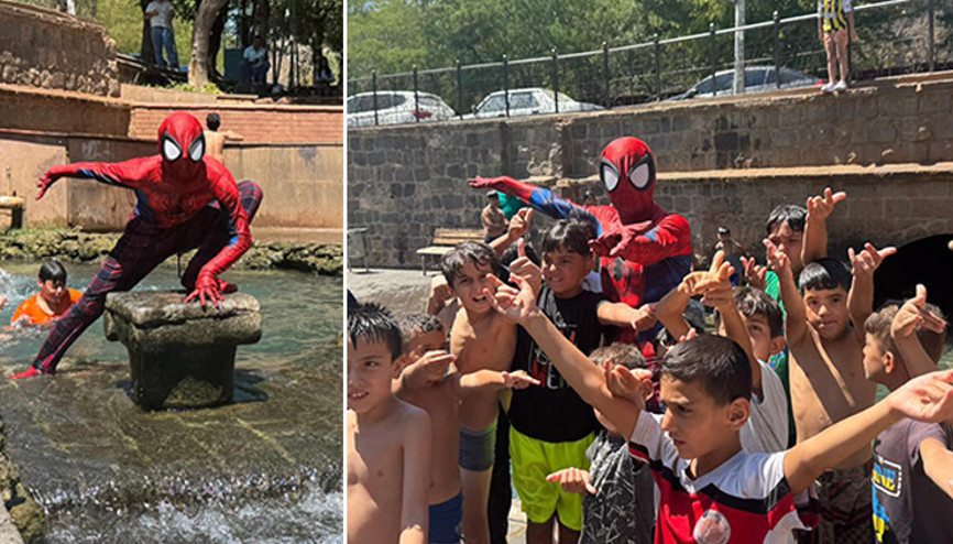 Türkiyeyi gezen Örümcek Adam Diyarbakıra geldi Halka hizmet ediyorum