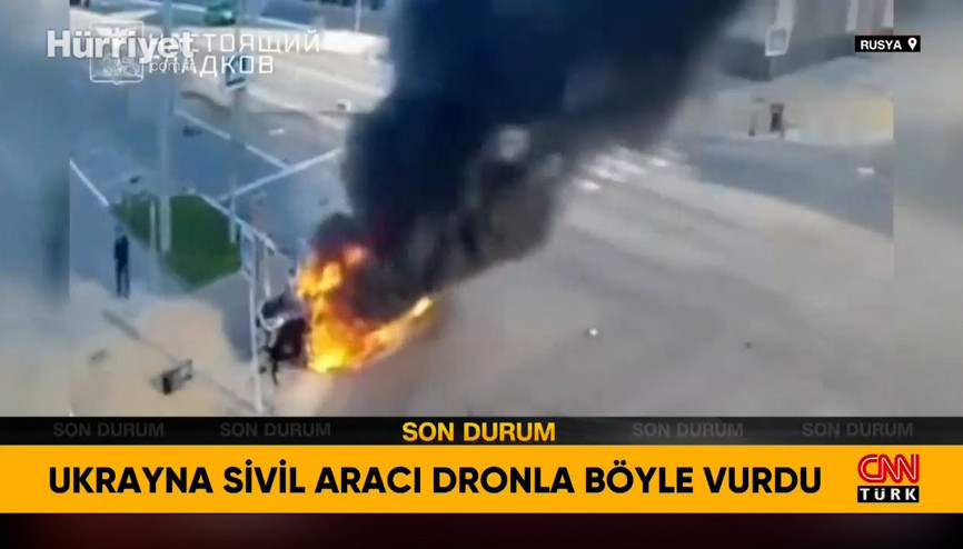 Ukrayna sivil aracı dron ile böyle vurdu