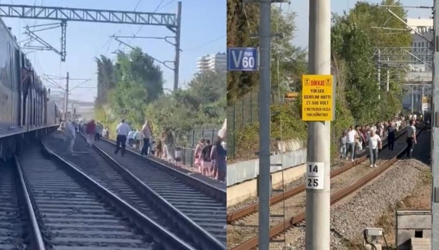 Faciadan dönüldü Marmaray hattına ağaç devrildi, yolcular demir yolunda yürüdü
