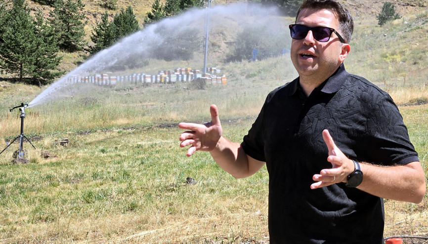 Palandökeni ağaçlandırma ve çimlendirme projesinde arılar da kullanılıyor Palandökeni ağaçlandırma ve çimlendirme projesinde arılar da kullanılıyor