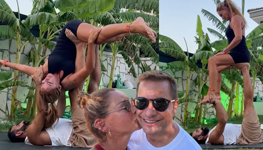 Pınar Altuğun yoga videosu olay oldu Yağmur Bey kıskanmıyor mu