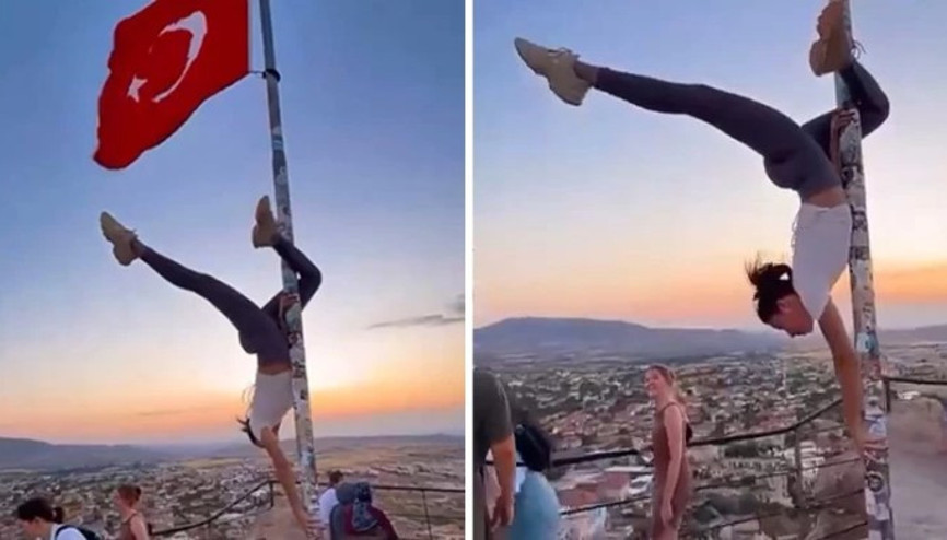 Bayrak direğine saygısızlık tepkilere neden oldu Bayrak direğine saygısızlık tepkilere neden oldu