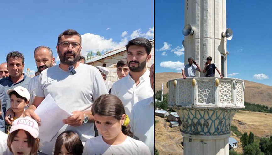 Başka çareleri yok Telefonunu kapan caminin minaresine çıkıyor