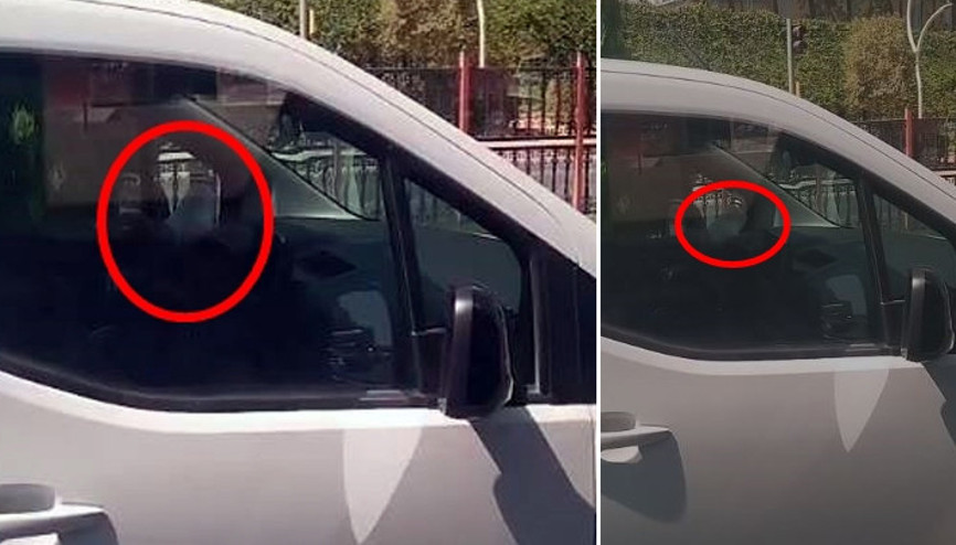 Mardinde trafikte pes dedirten görüntü Bir ayağı cam kenarında araç kullandı