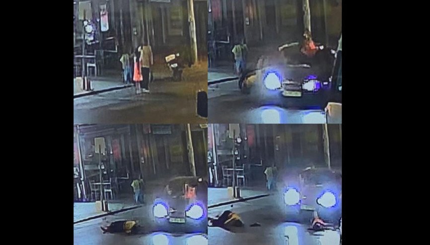 Anne ve kızına otomobilin çarptığı kaza kamerada