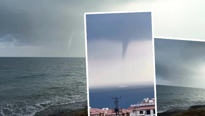 İskenderun açıklarında fırtına sonrası hortum oluştu O anlar kamerada