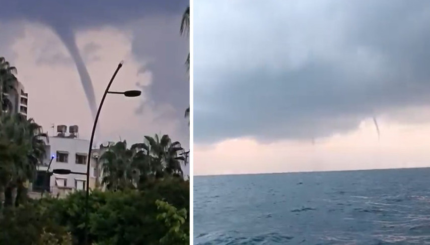 Hatayda denizde çıkan hortumlar görüldü