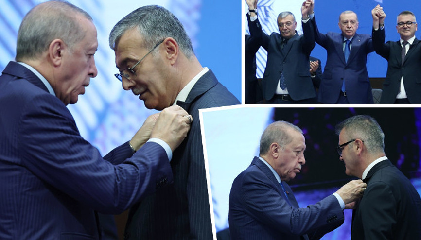 Cumhurbaşkanı Erdoğan, AK Partiye katılan iki belediye başkanına rozet taktı