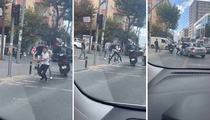 Gaziosmanpaşada trafikte yol verme kavgası
