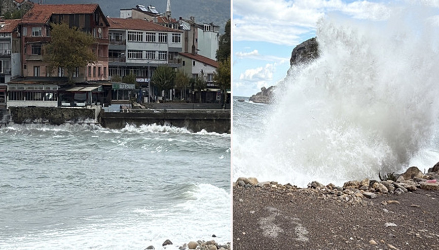 Fırtına etkisini artırdı Kentte dalga boyu 5 metreyi aştı