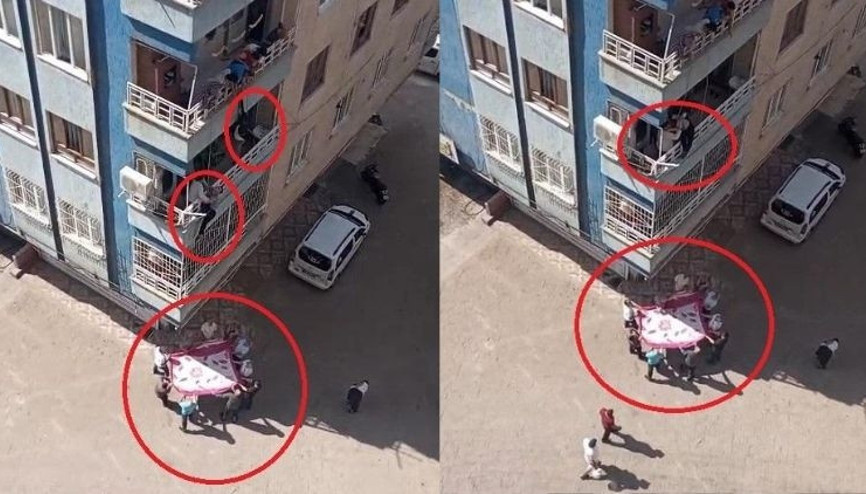 Balkondan sarkan Down sendromlu çocuğu komşusu kurtardı… Onlar kamerada