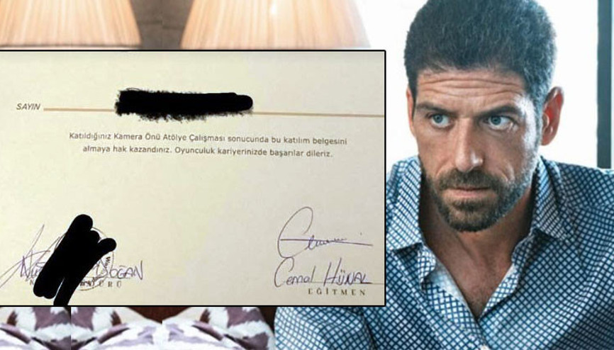 Ünlü oyuncu Cemal Hünalın imzasıyla sahte sertifika