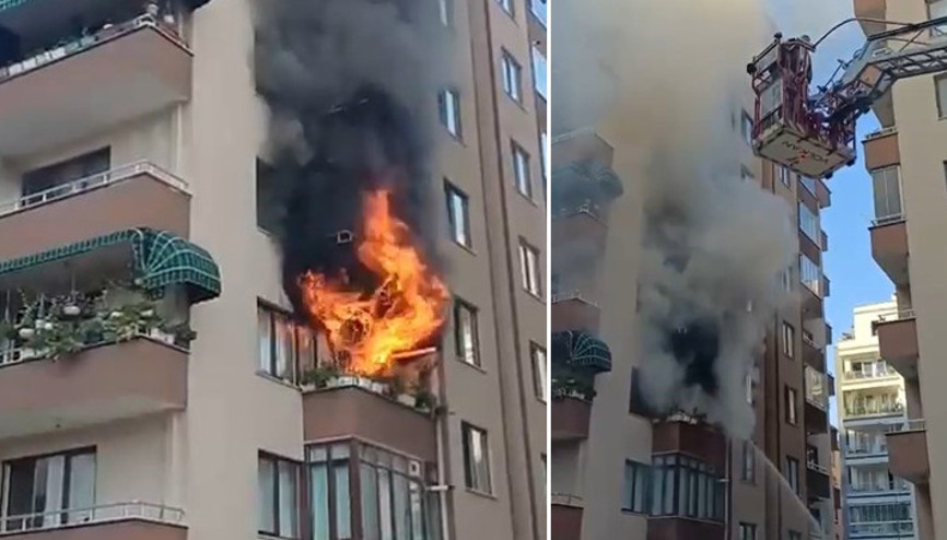7 katlı apartmanda korku dolu anlar Ocakta unutulan yemek yangına neden oldu
