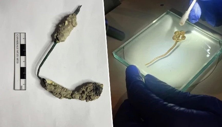 Troyada 4 bin 500 yıllık altın broş gün yüzüne çıkarıldı