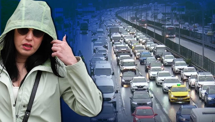 İstanbulda sağanak yağış, trafik yoğunluştu