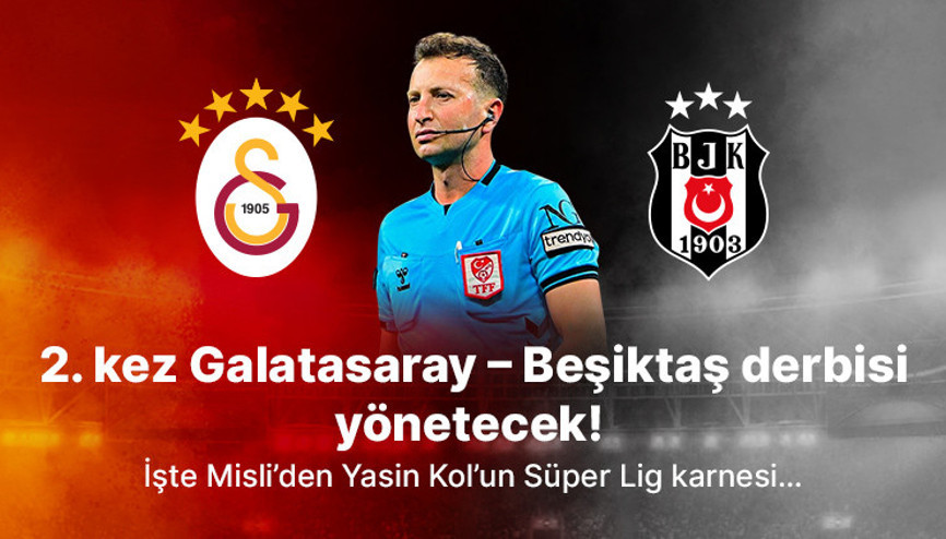 2. kez Galatasaray – Beşiktaş derbisi yönetecek İşte Misli’den Yasin Kol’un Süper Lig karnesi…
