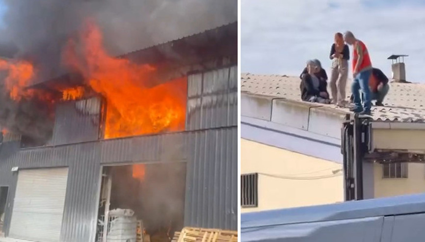 Beylikdüzünde fabrika yangını Çatıda mahsur kalanlar kurtarıldı