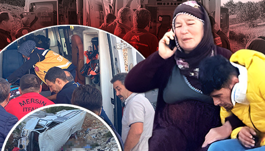 Mersin’de feci kaza Tarım işçilerini taşıyan minibüs şarampole devrildi: 4 can kaybı, 14 yaralı