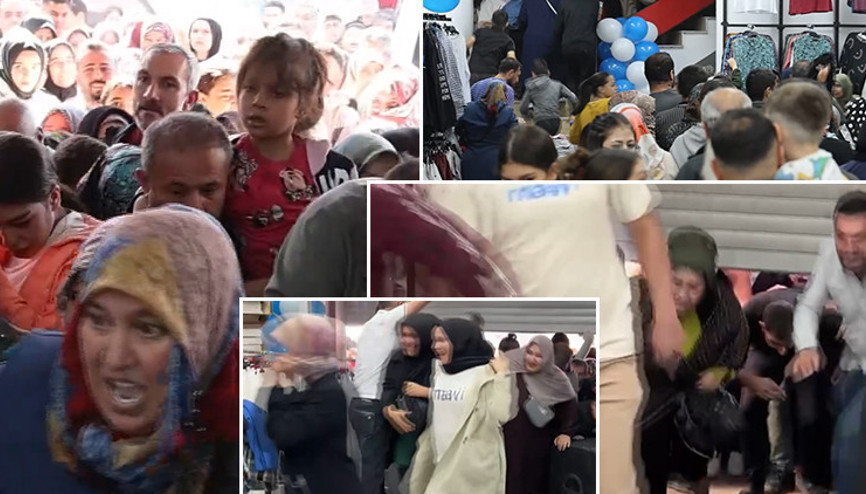 Giyim mağazasında indirim izdihamı