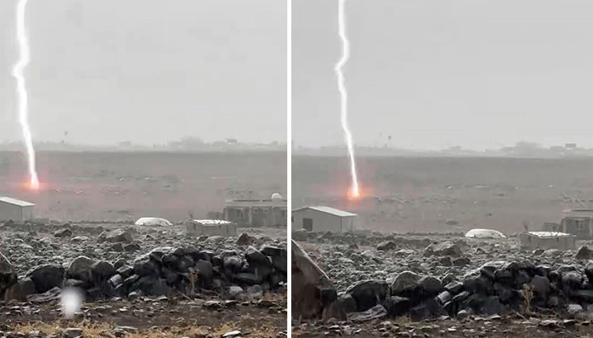 Yıldırım düşme anı kameraya yansıdı