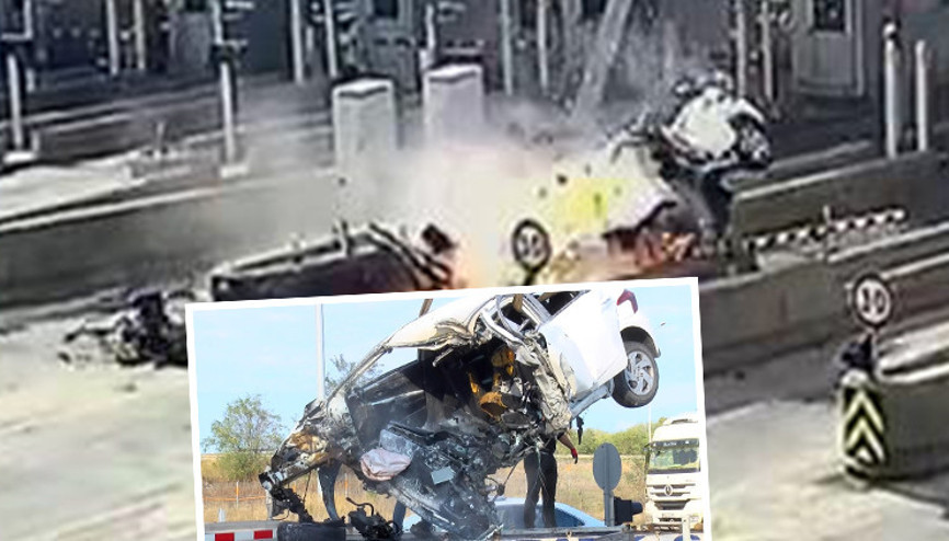 İstanbuldaki gişelerde feci kaza Otomobil parçalanıp yandı: 1 ölü