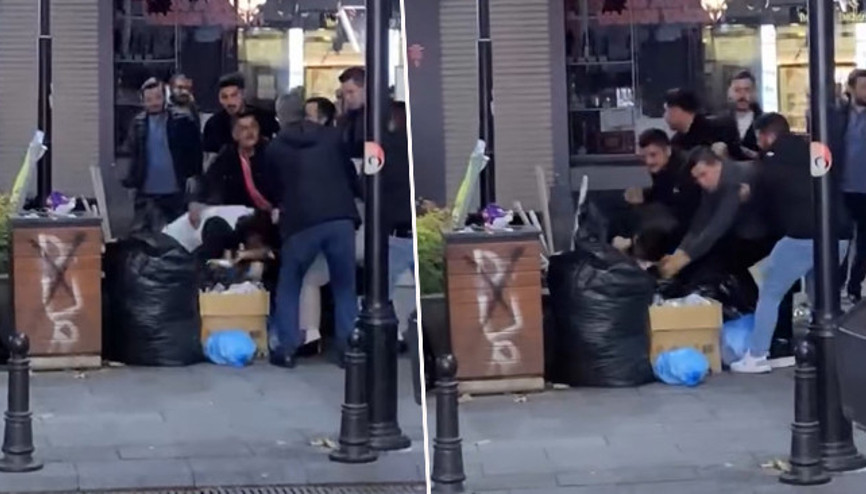 Tartıştığı kişiyi sokak ortasında tekme tokat darp etti O anlar kameralara yansıdı