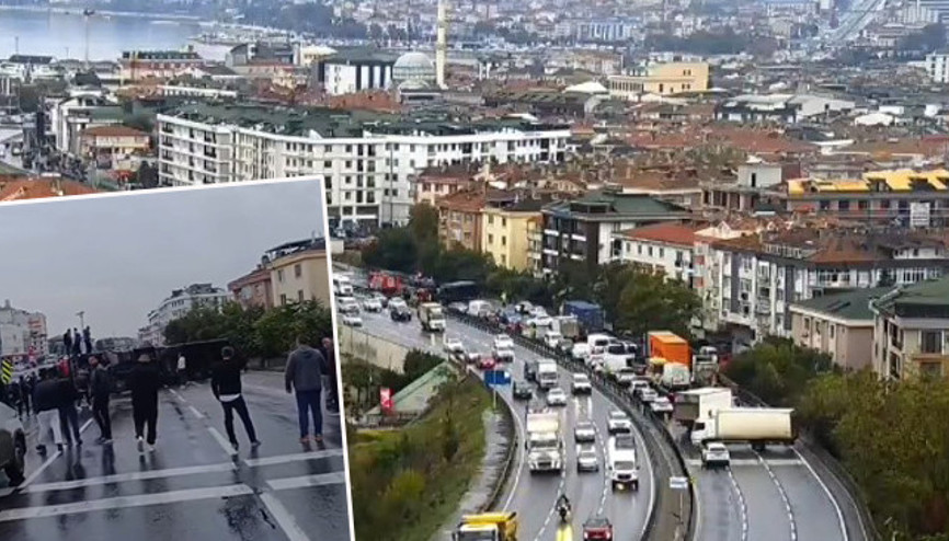 D-100 Karayolunda TIR devrildi Yol trafiğe yeniden açıldı