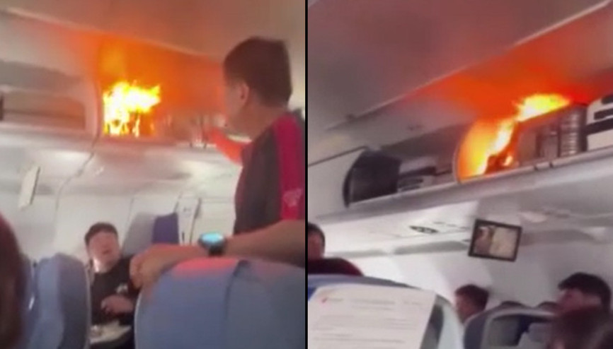 Havada korku dolu anlar: El bagajı bölümünde yangın