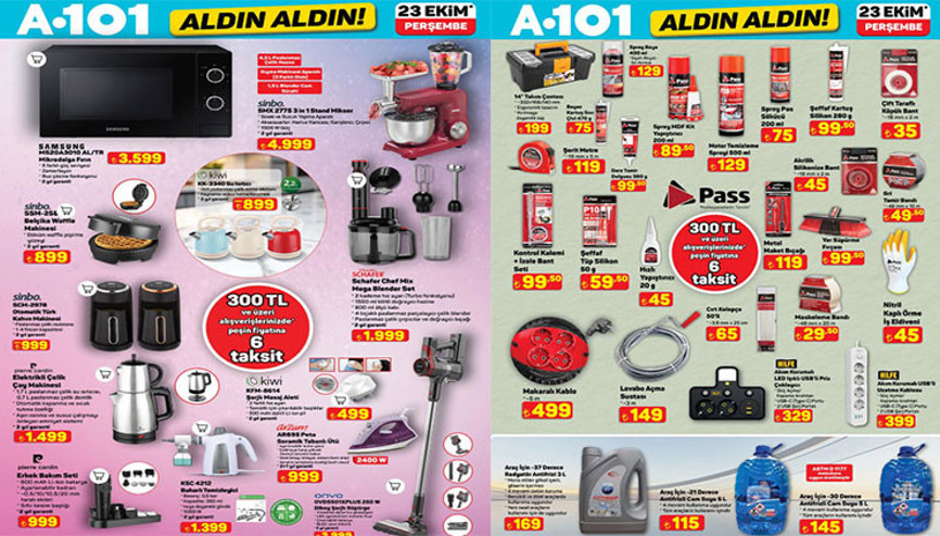 RAFLARDA A101 ALDIN ALDIN HAFTANIN YENİ KATALOĞU VE ÜRÜNLERİ 23 EKİM 2025 || A101 Aldın Aldın afişi bu hafta neler sunuyor A101 aktüel ile Android TV, buharlı temizleyici, Belçika waffle makinesi, pas sökücü satışta