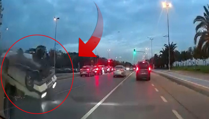 Kaza anbean kamerada makas atan otomobil takla attı