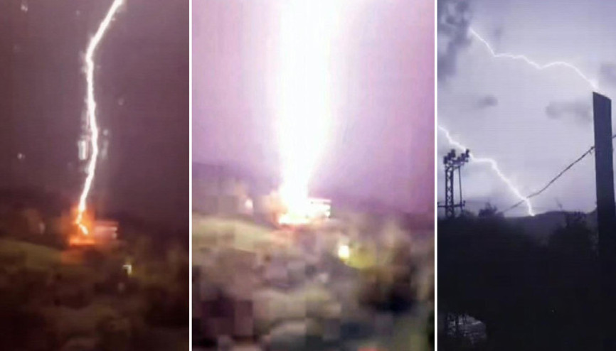 Hatayda düşen yıldırım böyle görüntülendi Deprem oldu sandım