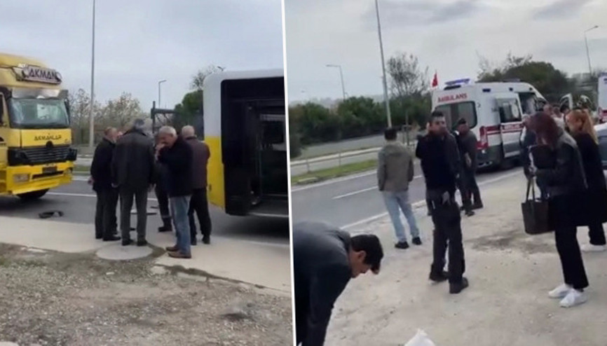 Büyükçekmecede kamyon İETT otobüsüne çarptı: 9 yaralı