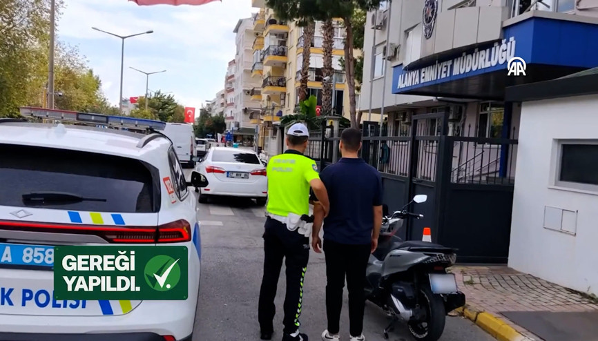 Antalyada trafik güvenliğini tehlikeye düşüren motosiklet sürücüsüne ceza