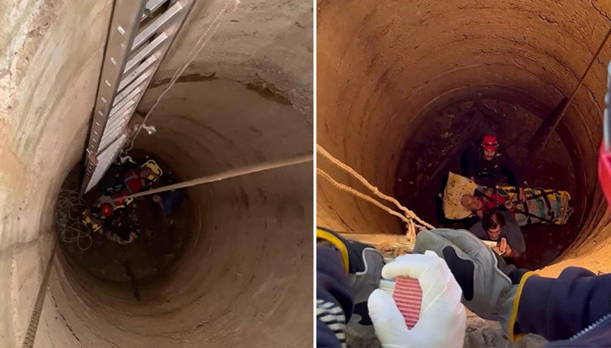 12 metre derinliğindeki kuyuya düştü İtfaiye ekipleri kurtardı