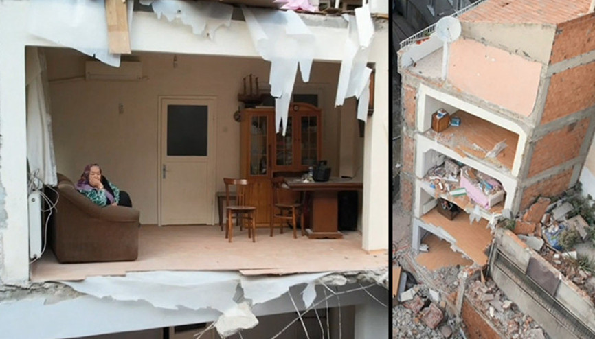 4 katlı bina yıkıldı; bitişteki apartman duvarsız kaldı Zeytinburnunda inanılmaz görüntü