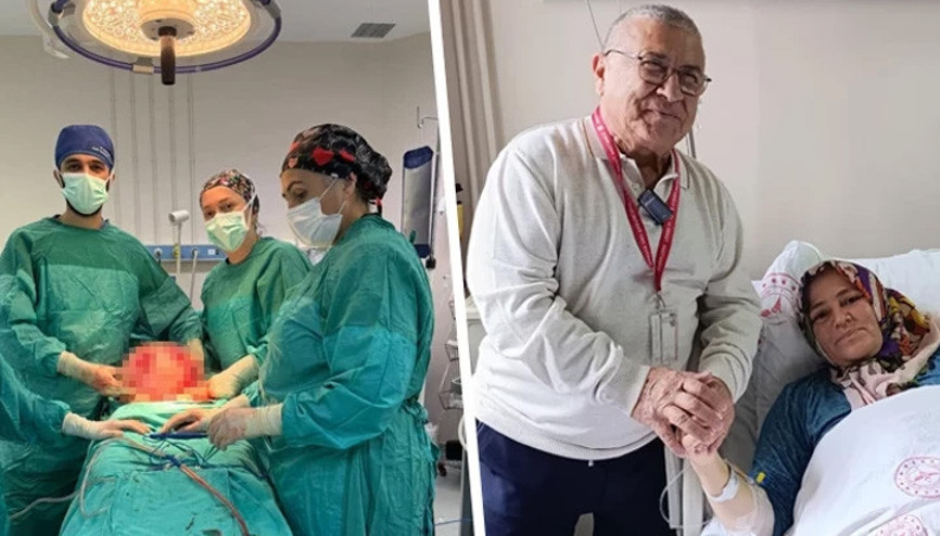 Karın ağrısı ve şişkinlik şikayetiyle hastaneye gitti Karnından 8,5 kiloluk kitle çıkarıldı