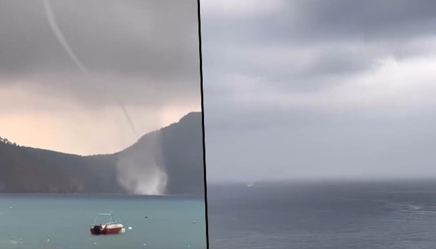 Antalyada iki ayrı noktada hortum çıktı O anlar kaydedildi