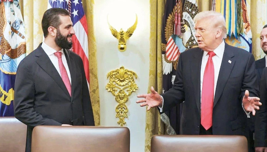 Suriye Devlet Başkanı eş-Şara, ABD Başkanı Trump ile bir araya geldi