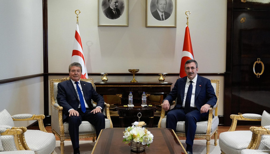 Cumhurbaşkanı Yardımcısı Yılmaz, KKTC Başbakanı Ünal Üstel ile bir araya geldi